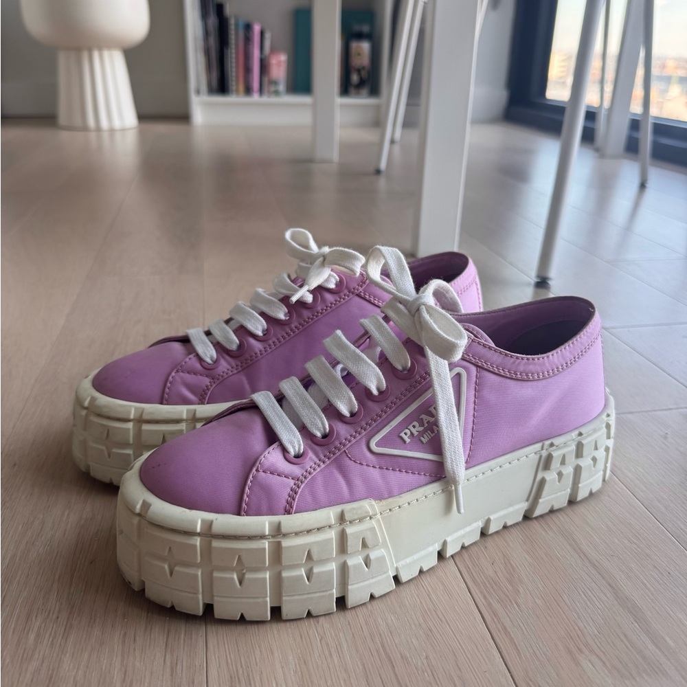 Prada Women's Pink Platform Sneakers - Picture 4 of 6